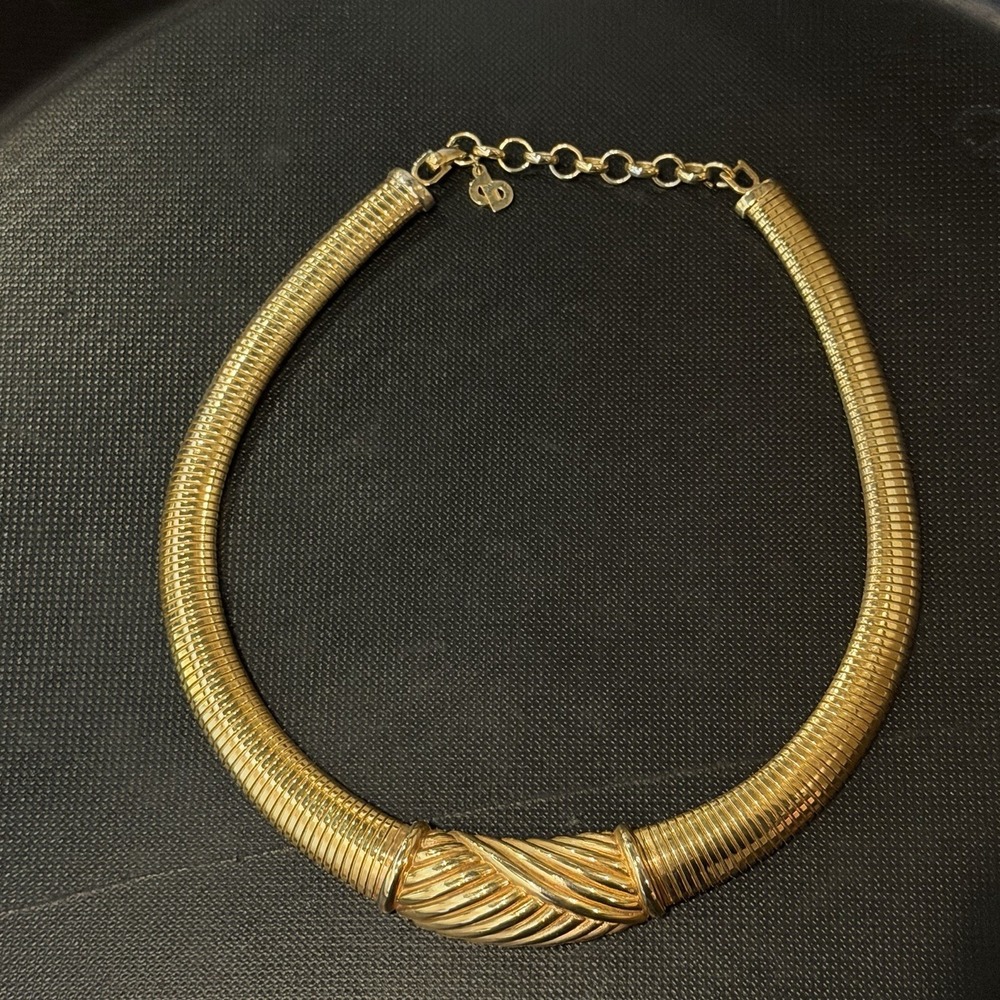 Christian Dior 1980s Choker Collar Statement Necklace Vintage Knot